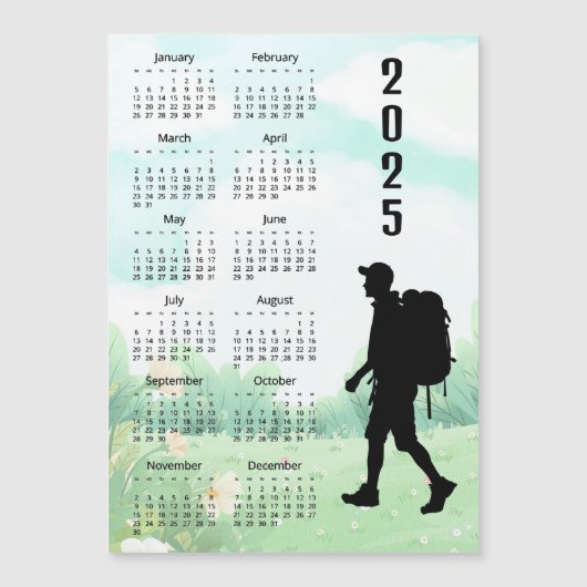 Wanderrückpackung 2025 Kalender Magnetkarte (Vorderseite)