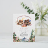 Wanderschuhe Adventure Pink Girl Baby Dusche Einladung (Stehend Vorderseite)