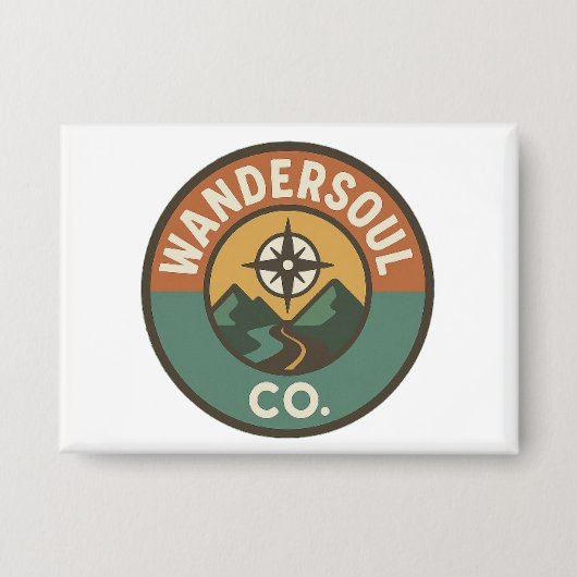 WanderSoul Co. – Retro Travel Logo Button (Vorderseite)