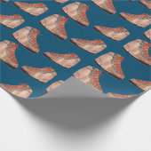 Wanderstiefel auf blauem Hintergrund Geschenkpapier (Ecke)
