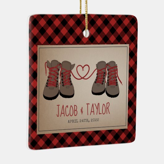 Wanderstiefel Erste Weihnachtszeit Verheiratet Ver Keramikornament (Rechts)