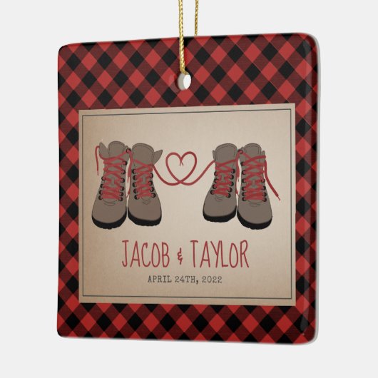 Wanderstiefel Erste Weihnachtszeit Verheiratet Ver Keramikornament (Links)