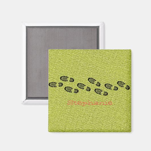 Wanderstiefel Name Grüner Denim Erlebnisspass Magnet (Vorderseite/Rückseite)