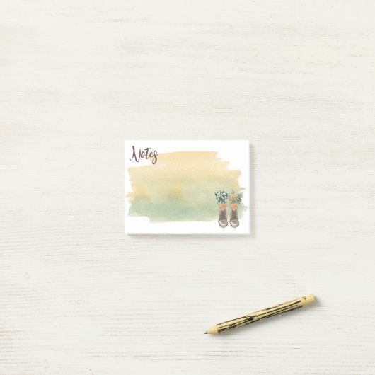 Wanderstiefel und Wildblumen Post-it Klebezettel (Auf Schreibtisch)