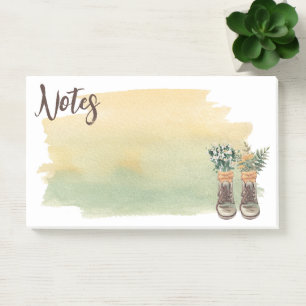 Wanderstiefel und Wildblumen Post-it Klebezettel