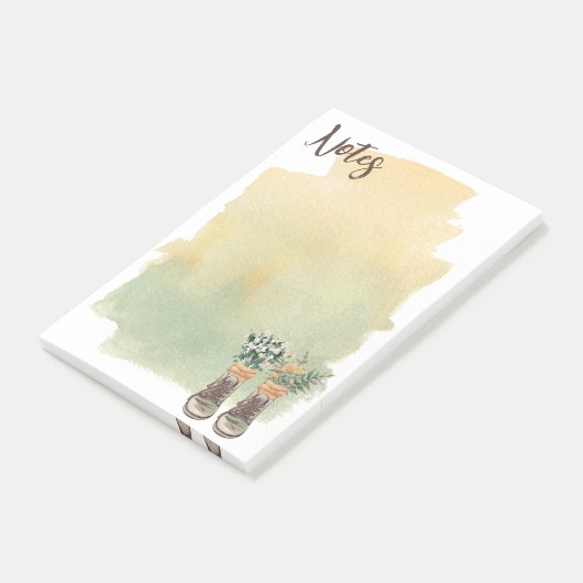 Wanderstiefel und Wildblumen Post-it Klebezettel (angewinkelt)