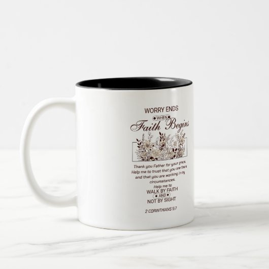 Wanderung durch den Glauben 2 Corinthians Blumensc Zweifarbige Tasse (Links)