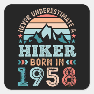 Wanderung geboren 1958 70. Geburtstag Wanderung Re Quadratischer Aufkleber