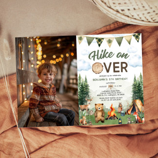 Wanderung über Camping Geburtstagsfest Foto Einladung