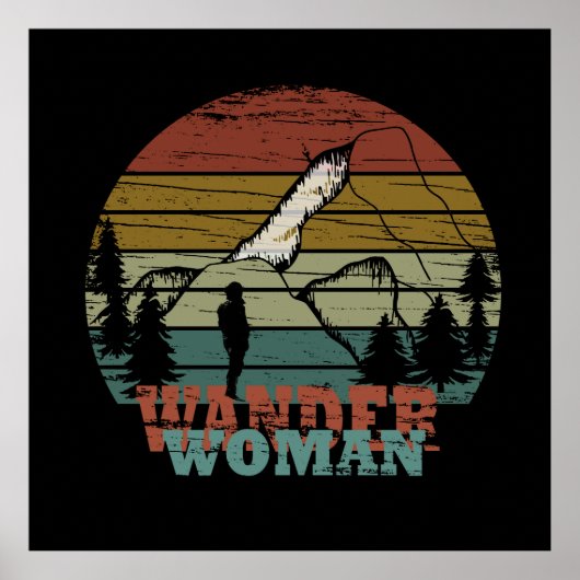 Wanderung Wanderung Camping Frau Vintag Poster (Vorne)