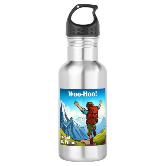 Wanderung Woo-Hoo hat mein Telefon vergessen Edelstahlflasche (Vorderseite)