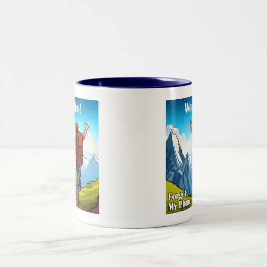 Wanderung Woo-Hoo hat mein Telefon vergessen Zweifarbige Tasse (Mittel)