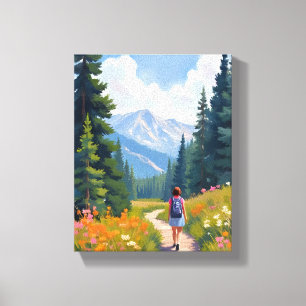 Wanderweg Berg Natur Landschaft Aquarell Leinwanddruck