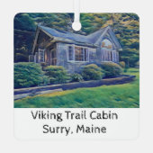 Wanderwege Hütte Wasserfarben Weihnachten Ornament Aus Metall (Rückseite)