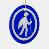 Wanderwegmarkierung mit Habicht Keramik Ornament (Rechts)