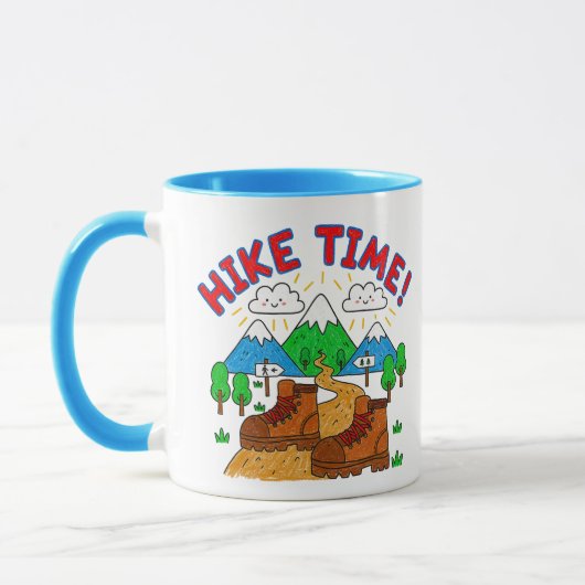 Wanderzeit Kinderzeichnung mit Bergen Tasse (Links)
