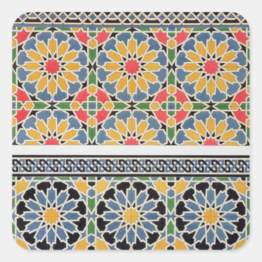 Wandfliesen aus dem Mihrab der Moschee von Tschech Quadratischer Aufkleber (Vorderseite)