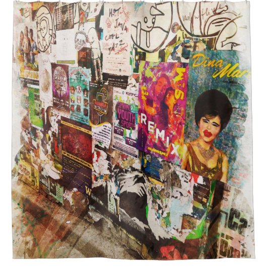 Wandgemälde, Anschlagbrett, Pike-Platz-Markt, Duschvorhang (Vorderseite)