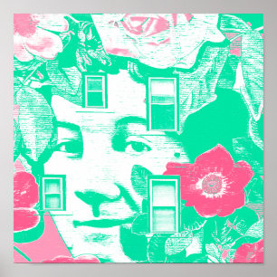 Wandgemälde aus Ziegelstein im Duschkopf Poster