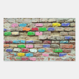 Wandgrundel aus farbigen Ziegeln Rechteckiger Aufkleber