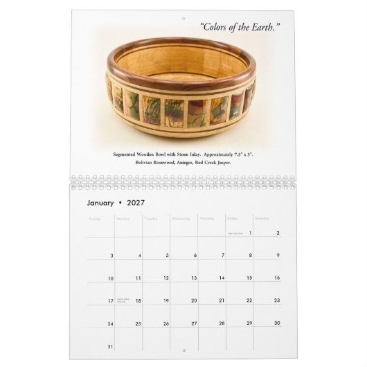 Wandkalender - dekoratives Woodturning (Jan 2027)