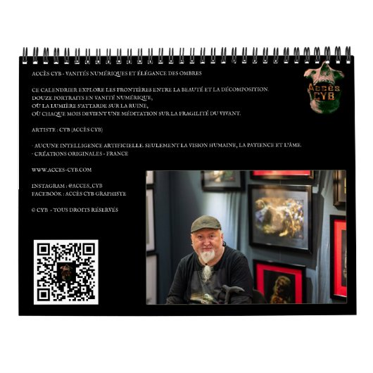 Wandkalender der dunklen Kunst – Vertikales Format (Rückseite)