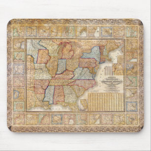 Wandkarte 1845 Samuel Mitchell der Vereinigten Mousepad