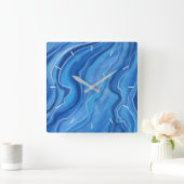Wandklemme aus blauem Marmor Quadratische Wanduhr (Zuhause)