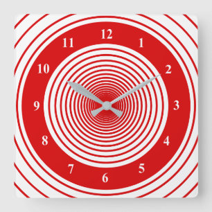 Wandklemme mit Schaltkreisen - Rot weiß Quadratische Wanduhr