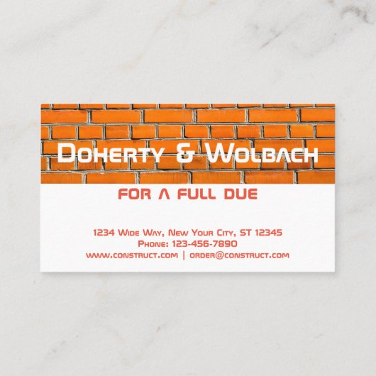 Wandkonstruktion aus Ziegelstein individuell anpas Visitenkarte (Rückseite)