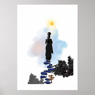 Wandkunst - Einsames Mädchen auf dem Hügel Poster
