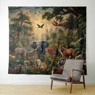 Wandkunst für wilde Tiere - Dschungeltiere Foto  Wandteppich
