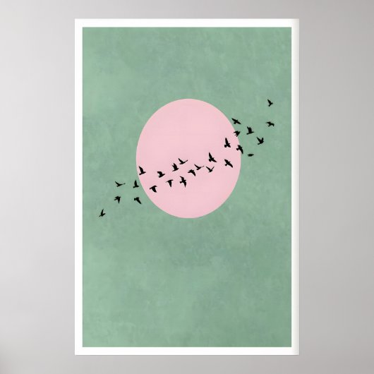 Wandkunst mit fliegenden Vögeln - Minimale Silhoue Poster (Vorne)