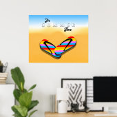 Wandkunst mit Flip Flops, farbenfrohe Stranddekora Poster (Heimbüro)