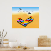 Wandkunst mit Flip Flops, farbenfrohe Stranddekora Poster (Küche)