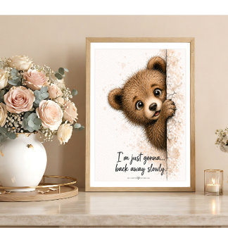 Wandkunst mit guckendem Bären Lustiger Badezimmer- Poster