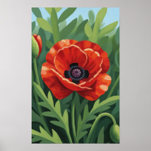 Wandkunst. Rote Blume. Poster
