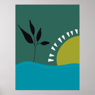 Wandkunstposter minimalistischer grüner Sonne tren Poster