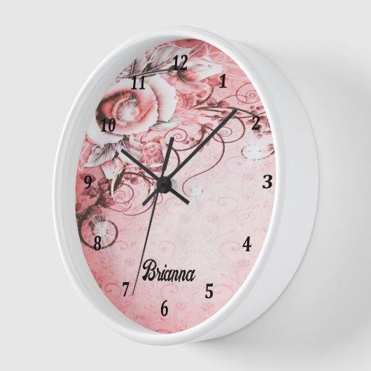 Wandleuchte mit rosa Rose und Wirbel-Design Uhr (Winkel)