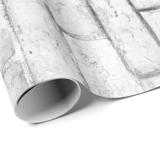 Wandmuster aus weißem Ziegelstein Geschenkpapier (Rolleneckpunkt)