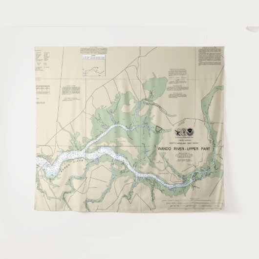 Wando River Upper Part Nautical Chart 11526 Wandteppich (Vorderseite (Horizontal))