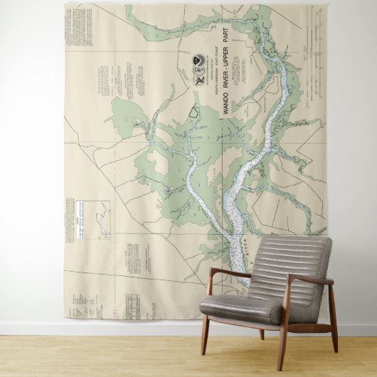 Wando River Upper Part Nautical Chart 11526 Wandteppich (Beispiel)