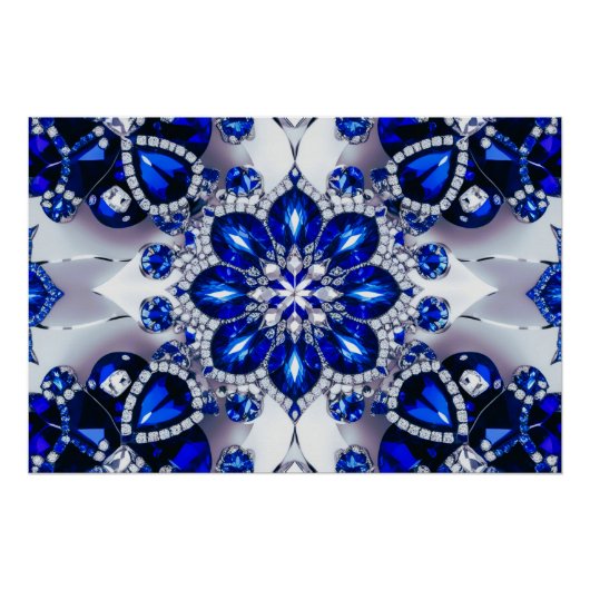 Wandplakat mit weißem blauem Farbdesign Poster (Vorderseite)