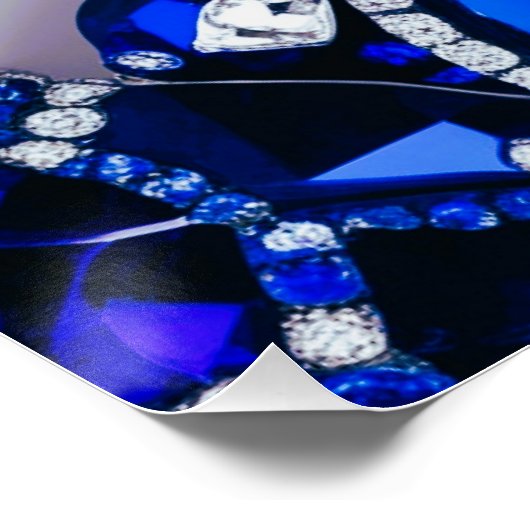 Wandplakat mit weißem blauem Farbdesign Poster (Ecke)