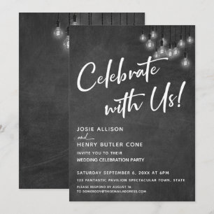 Wandtafel Edison-Lichter Modern Feiert mit uns Einladung