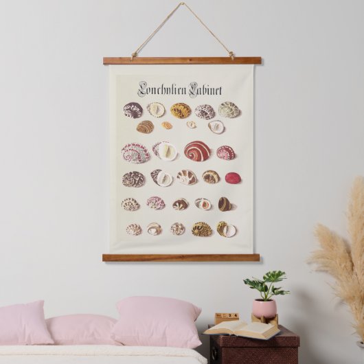 Wandtapestry Antique Seashells Illustrationen Wandteppich Mit Holzrahmen (Schlafzimmer)