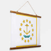 Wandtapestry mit der Flagge von Rhode Island, USA. Wandteppich Mit Holzrahmen (Gewinkelt)