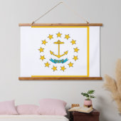 Wandtapestry mit der Flagge von Rhode Island, USA. Wandteppich Mit Holzrahmen (Schlafzimmer)