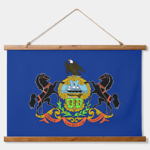 Wandtapestry mit Fahne von Pennsylvania, USA. Wandteppich Mit Holzrahmen