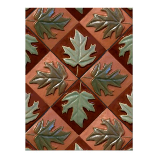 Wandtapeten mit Ahornleaf-Fliesen Poster (Vorderseite)